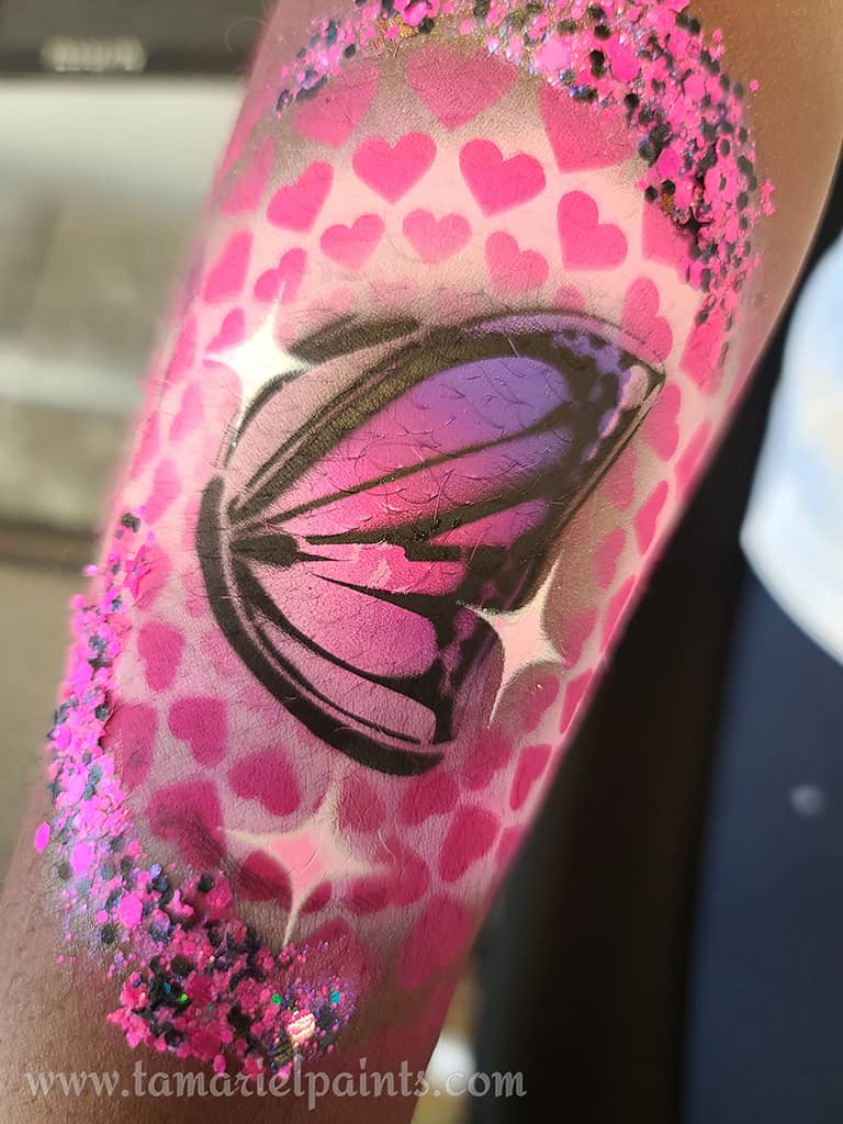 Airbrush design with a butterfly