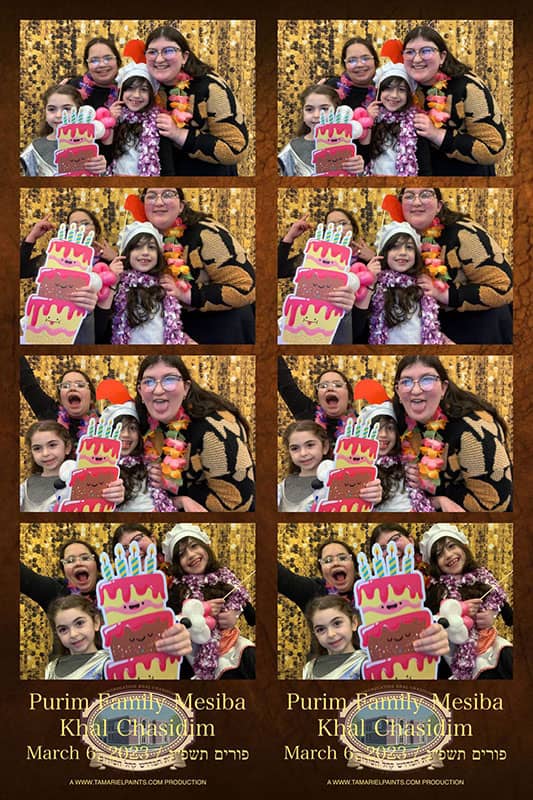 An example of kids having fun with a photo booth at a party